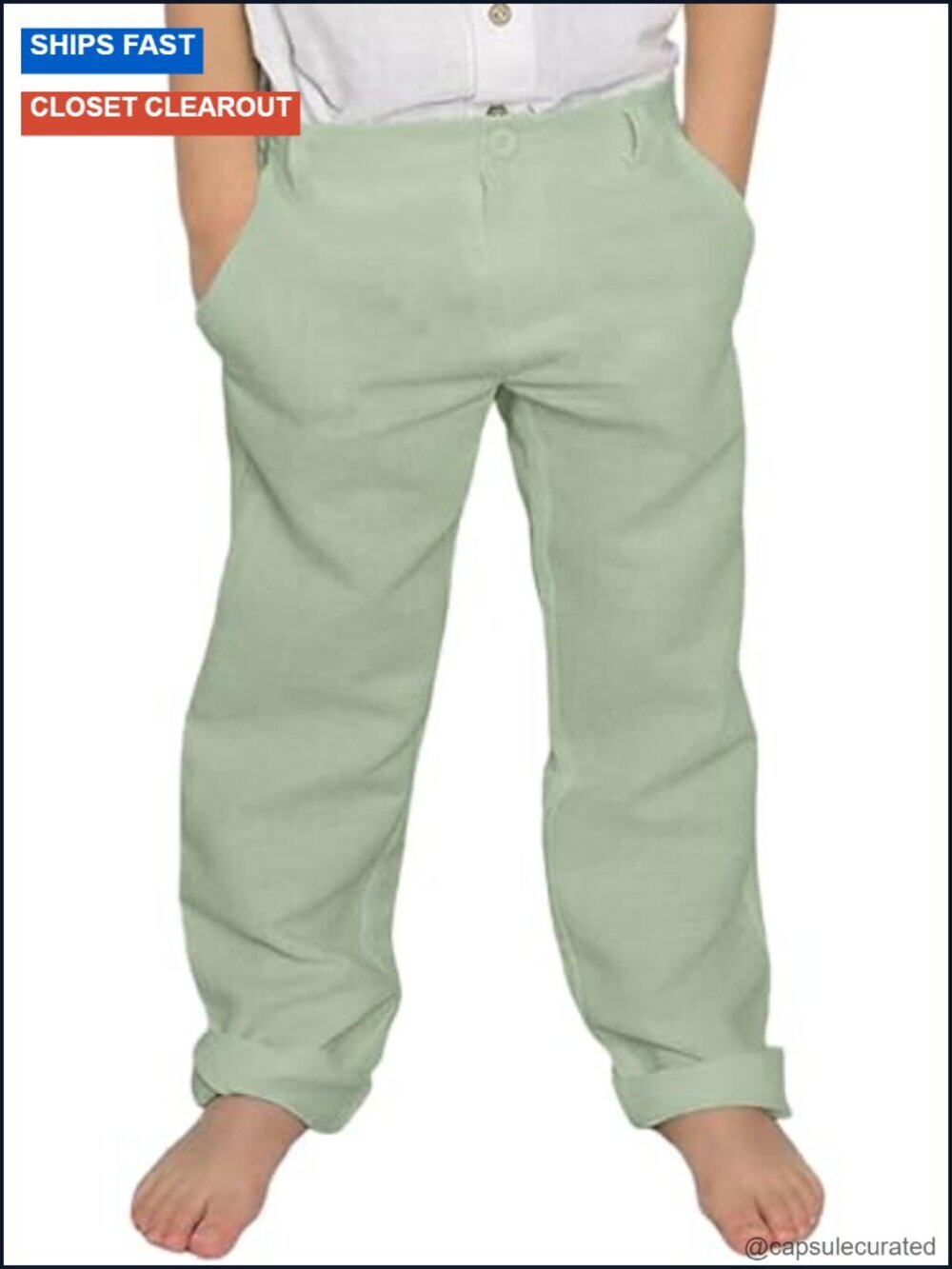 Linen Blend Dress Pants for Boys School Uniform Trousers Adjustable Waist